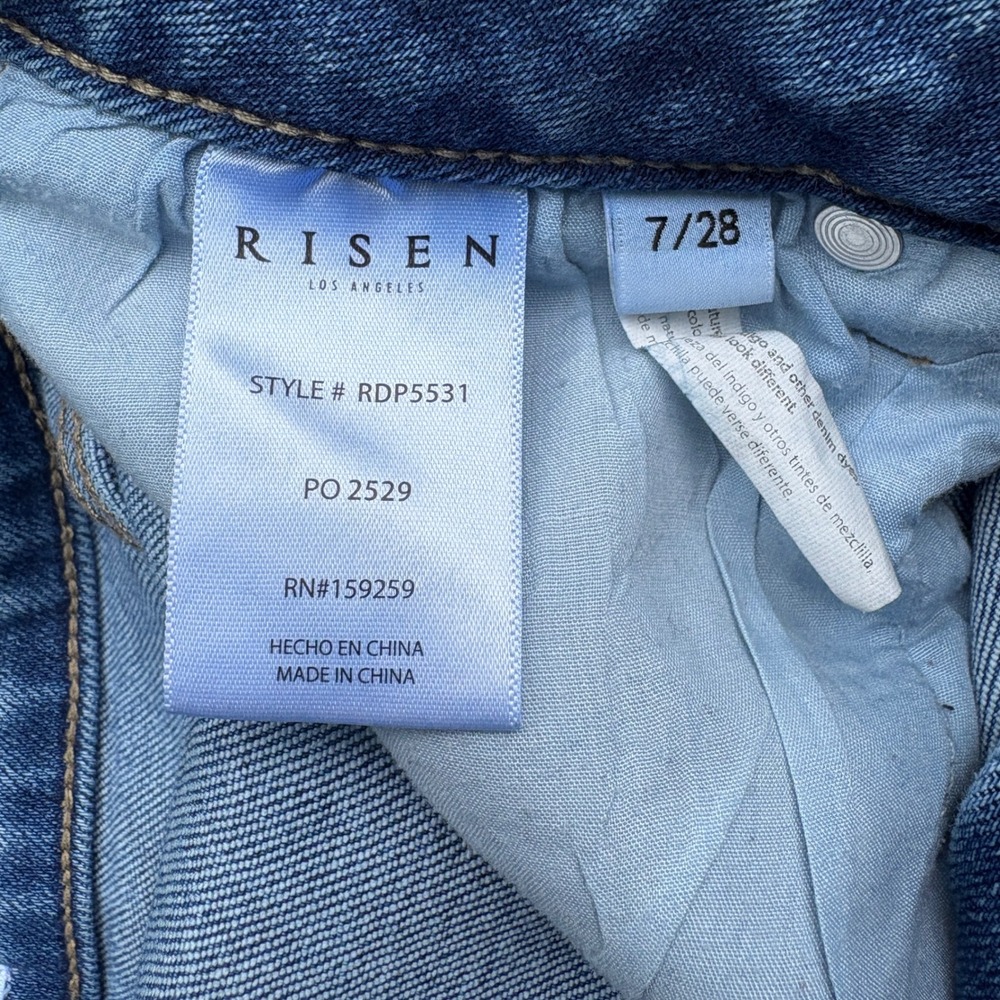 Risen Womens Size 7/28 Wide Leg Jeans Light Wash Cropped High Rise Boho Casual - Picture 4 of 9